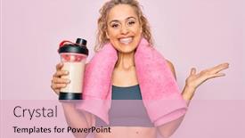  Presentation with victory sport - Theme consisting of beautiful-blonde-sporty-woman-doing background and a lemonade colored foreground