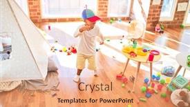  Presentation with propeller - PPT theme having beautiful-blonde-toddler-wearing-fanny background and a coral colored foreground