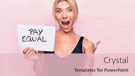  Presentation with equality - Colorful PPT theme enhanced with beautiful-blonde-woman-asking backdrop and a lemonade colored foreground