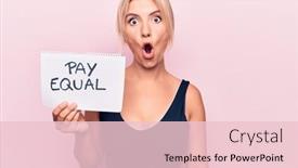  Presentation with equality - Audience pleasing presentation consisting of beautiful-blonde-woman-asking backdrop and a lemonade colored foreground