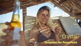  Presentation with lemon - Slide deck featuring beautiful-blonde-woman-cheering background and a tawny brown colored foreground