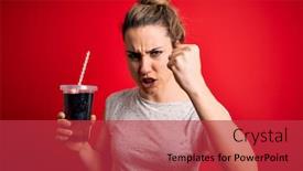 Presentation with anger - Cool new slide set with beautiful-blonde-woman-drinking-cola backdrop and a red colored foreground