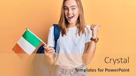  Presentation with student exchange - Slide deck consisting of beautiful-blonde-woman-exchange-student background and a yellow colored foreground