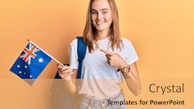  Presentation with student exchange - Amazing PPT layouts having beautiful-blonde-woman-exchange-student backdrop and a yellow colored foreground