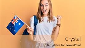  Presentation with student exchange - Slide deck consisting of beautiful-blonde-woman-exchange-student background and a yellow colored foreground