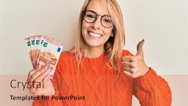  Presentation with euro - Amazing theme having beautiful-blonde-woman-holding-10 backdrop and a coral colored foreground
