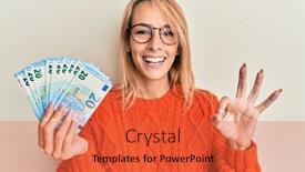  Presentation with blonde holds a magnifying glass - Slides with beautiful-blonde-woman-holding-20 background and a red colored foreground