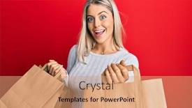  Presentation with eco - Colorful PPT layouts enhanced with beautiful-blonde-woman-holding-eco backdrop and a coral colored foreground