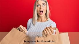  Presentation with eco - Presentation theme featuring beautiful-blonde-woman-holding-eco background and a coral colored foreground
