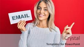  Presentation with email - Slide deck featuring beautiful-blonde-woman-holding-paper background and a lemonade colored foreground