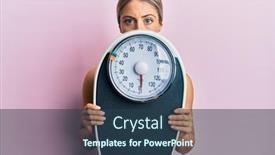  Presentation with woman crying - Amazing PPT theme having beautiful-blonde-woman-holding-weight backdrop and a ocean colored foreground