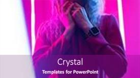  Presentation with interior - Slide deck enhanced with beautiful-blonde-woman-in-colorful background and a violet colored foreground