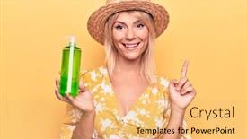  Presentation with aloe vera - Beautiful slide set featuring beautiful-blonde-woman-on-vacation backdrop and a yellow colored foreground