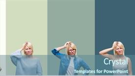  Presentation with beautiful green - Beautiful PPT theme featuring beautiful blonde woman over green backdrop and a ocean colored foreground