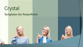  Presentation with beautiful green - Colorful slide deck enhanced with beautiful blonde woman over green backdrop and a soft green colored foreground