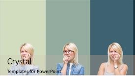  Presentation with anxiety and stress - Audience pleasing slide set consisting of beautiful blonde woman over green backdrop and a  colored foreground
