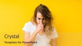  Presentation with healthcare - Theme enhanced with beautiful blonde woman over yellow background and a yellow colored foreground