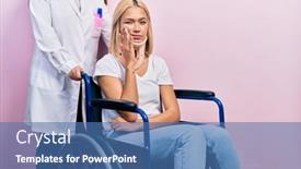  Presentation with wheelchair - Amazing slide deck having beautiful-blonde-woman-sitting backdrop and a ocean colored foreground