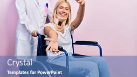  Presentation with wheelchair - Slides consisting of beautiful-blonde-woman-sitting background and a teal colored foreground