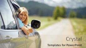  Presentation with flower woman - Slide set with beautiful-blonde-woman-smiling background and a lemonade colored foreground