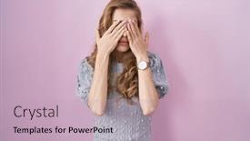  Presentation with vision - Presentation theme having beautiful-blonde-woman-standing-over background and a soft green colored foreground