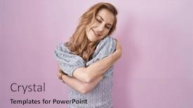  Presentation with confident love - Slide deck featuring beautiful-blonde-woman-standing-over background and a soft green colored foreground