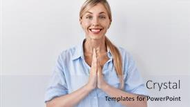  Presentation with forgiveness - PPT theme consisting of beautiful-blonde-woman-standing-over background and a light blue colored foreground