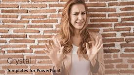  Presentation with bricks - Presentation featuring beautiful-blonde-woman-standing-over background and a coral colored foreground