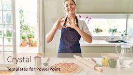  Presentation with romantic love - Presentation design having beautiful-blonde-woman-wearing-apron background and a lemonade colored foreground