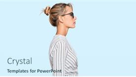  Presentation with business profile - Beautiful slides featuring beautiful-blonde-woman-wearing-business backdrop and a sky blue colored foreground