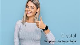 Presentation with clothes - Slides having beautiful-blonde-woman-wearing-casual background and a light blue colored foreground