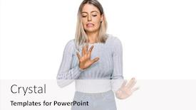  Presentation with clothes - PPT theme having beautiful-blonde-woman-wearing-casual background and a white colored foreground