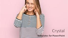  Presentation with noise - Amazing PPT layouts having beautiful-blonde-woman-wearing-casual backdrop and a lemonade colored foreground