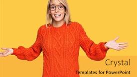  Presentation with comparison - PPT theme consisting of beautiful-blonde-woman-wearing-casual background and a red colored foreground