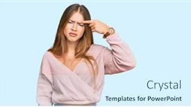  Presentation with acne woman - Presentation theme enhanced with beautiful-blonde-woman-wearing-casual background and a sky blue colored foreground