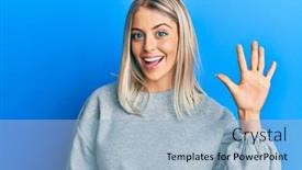 Presentation with fingers - Audience pleasing PPT theme consisting of beautiful-blonde-woman-wearing-casual backdrop and a  colored foreground