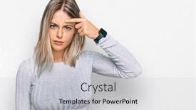  Presentation with acne woman - Cool new presentation with beautiful-blonde-woman-wearing-casual backdrop and a light gray colored foreground