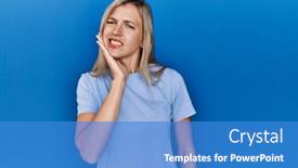  Presentation with illness - Slide set consisting of beautiful-blonde-woman-wearing-casual background and a teal colored foreground