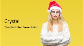  Presentation with negative - Cool new presentation theme with beautiful blonde woman wearing christmas backdrop and a yellow colored foreground