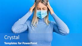  Presentation with covid - Slides enhanced with beautiful-blonde-woman-wearing-covid background and a teal colored foreground