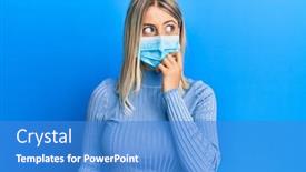  Presentation with covid - Beautiful PPT layouts featuring beautiful-blonde-woman-wearing-covid backdrop and a teal colored foreground