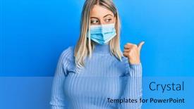  Presentation with economics covid - Slide deck having beautiful-blonde-woman-wearing-covid background and a teal colored foreground