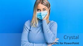  Presentation with covid - Slide set having beautiful-blonde-woman-wearing-covid background and a teal colored foreground