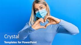  Presentation with romantic love - Theme having beautiful-blonde-woman-wearing-covid background and a teal colored foreground