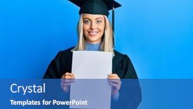  Presentation with graduation - Cool new slide set with beautiful-blonde-woman-wearing-graduation backdrop and a ocean colored foreground