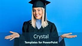  Presentation with graduation - Presentation design enhanced with beautiful-blonde-woman-wearing-graduation background and a ocean colored foreground