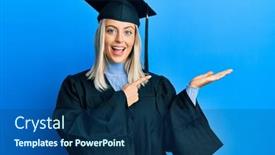  Presentation with graduation - Audience pleasing slides consisting of beautiful-blonde-woman-wearing-graduation backdrop and a ocean colored foreground