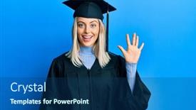  Presentation with graduation - Amazing presentation theme having beautiful-blonde-woman-wearing-graduation backdrop and a ocean colored foreground