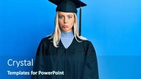  Presentation with ceremony - Slide set consisting of beautiful-blonde-woman-wearing-graduation background and a ocean colored foreground