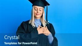  Presentation with ceremony - Colorful theme enhanced with beautiful-blonde-woman-wearing-graduation backdrop and a ocean colored foreground